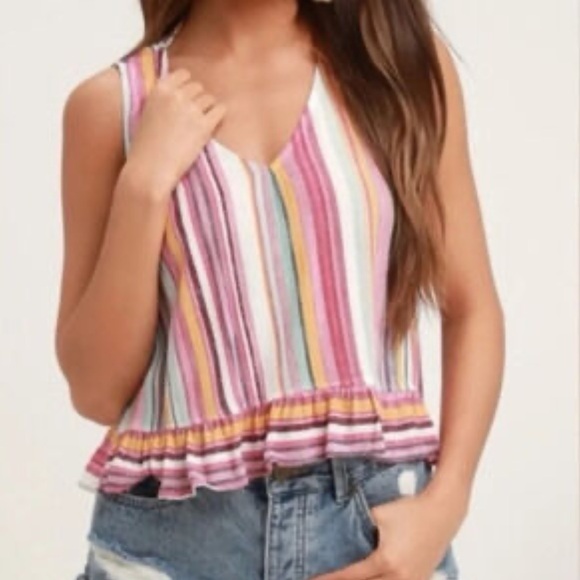 Lulu's Club Monaco Colorful Striped Tank Top - Picture 1 of 8